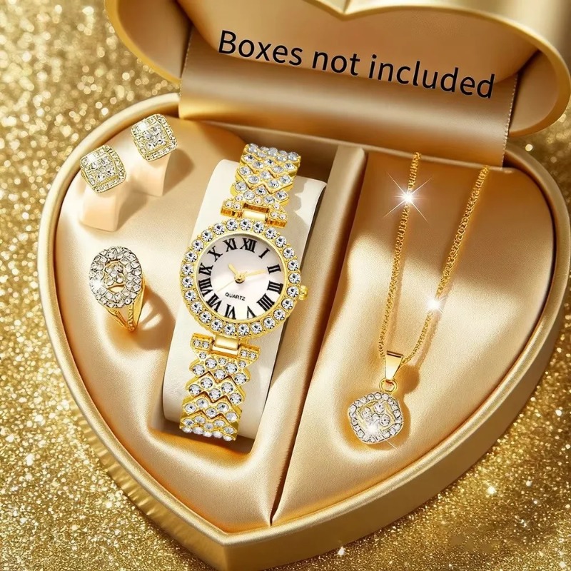 Luxury Watch Kit - 5PCS Luxury Rhinestone Women's Watch Jewelry