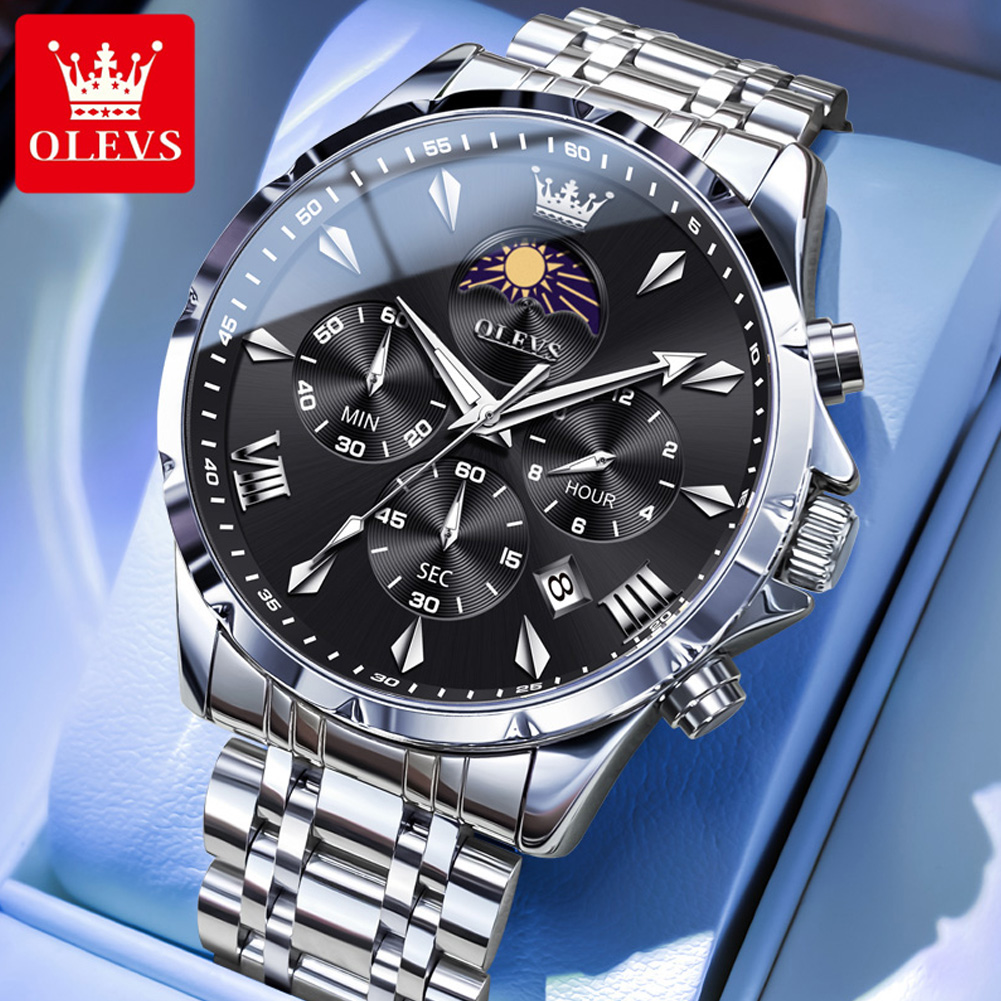 OLEVS 3653 Brand Moon Phase Ca - Zen Luxury Watch 评论和价格