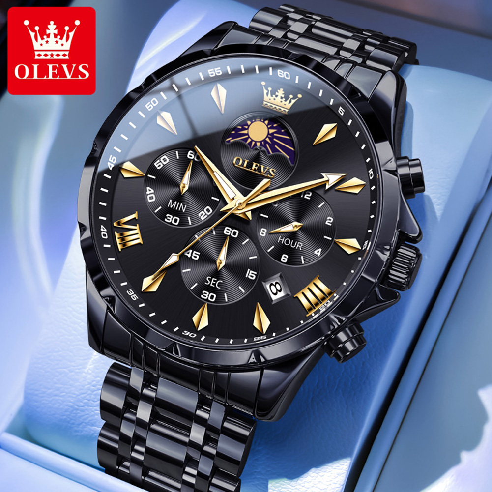OLEVS 3653 Brand Moon Phase Ca - Zen Luxury Watch 评论和价格