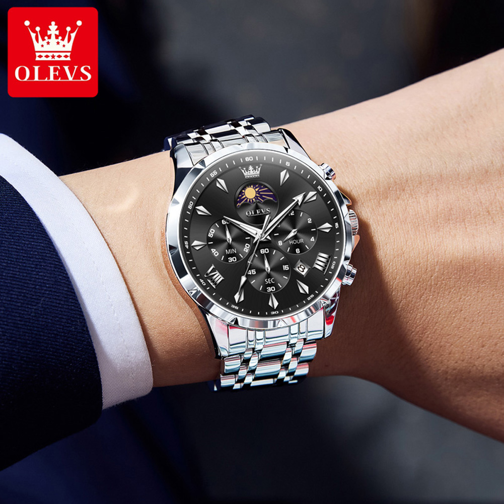 OLEVS 3653 Brand Moon Phase Ca - Zen Luxury Watch 评论和价格