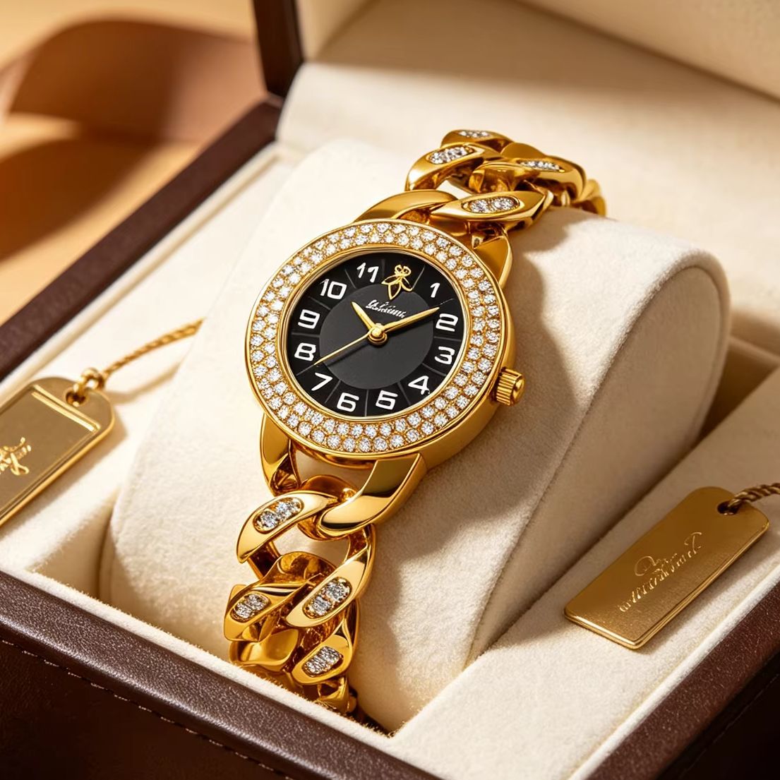 YaLaLuSi Gold Cuban Chain Wome - Luxury Watch Gift For Her 评论和价格