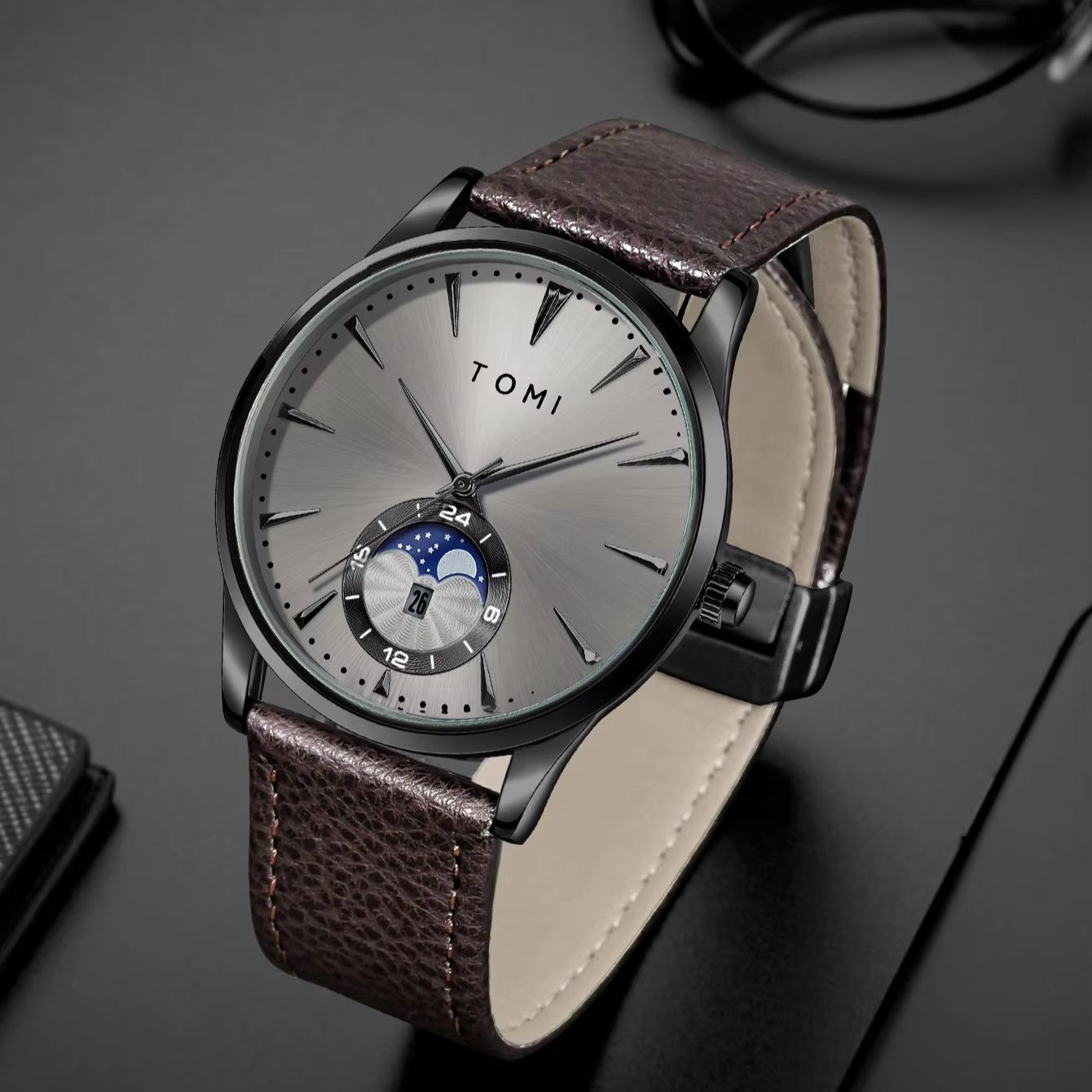 TOMI 2Pcs Men's Watch Gift Set - Luxury Watch Kit 评论和价格