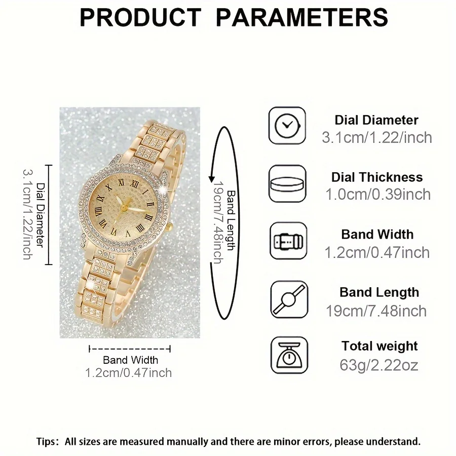 6pcs/set Women's Luxury Rhines - Luxury Watch Gift For Her 评论和价格