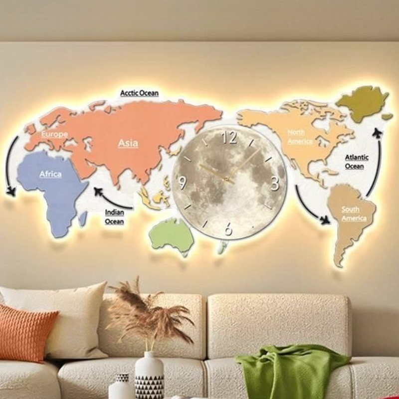World Map Glowing Wall Clock L - Luxury Watch House 评论和价格